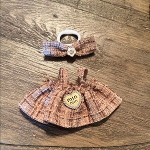 Labubu Brown Tweed Dress and Bow Outfit